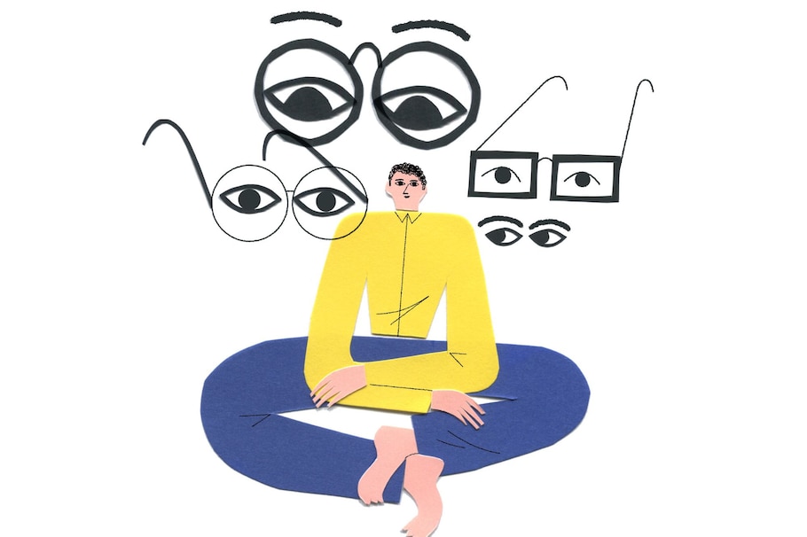 Illustration, Augen, Mann, Brille