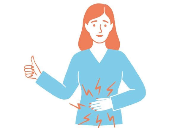 Illustration von Frau mit Hand auf Bauch