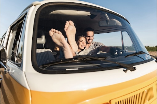 Paar, Bus, Van, Reise, Füße, Fußpflege, Tipps